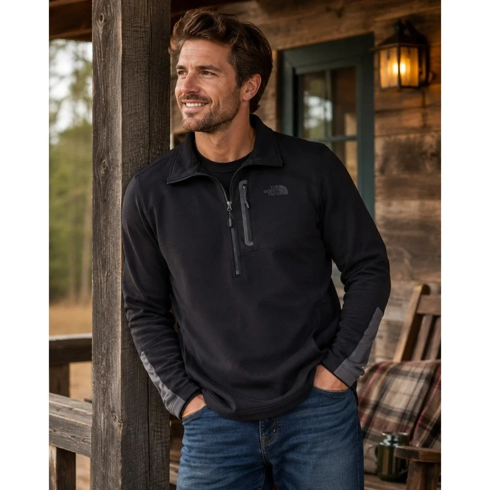 The North Face Pullover Mens Large Black 1/4‎ Zip Gorpcore Hiking